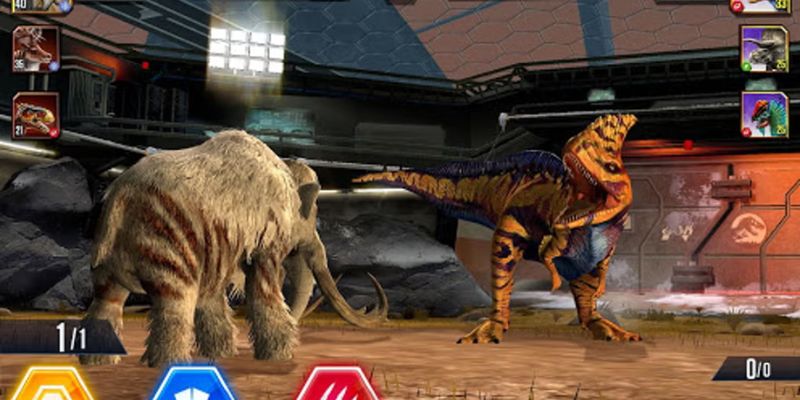 Các khủng long mạnh mẽ trong Jurassic World Mod APK đã được mở khóa đầy đủ