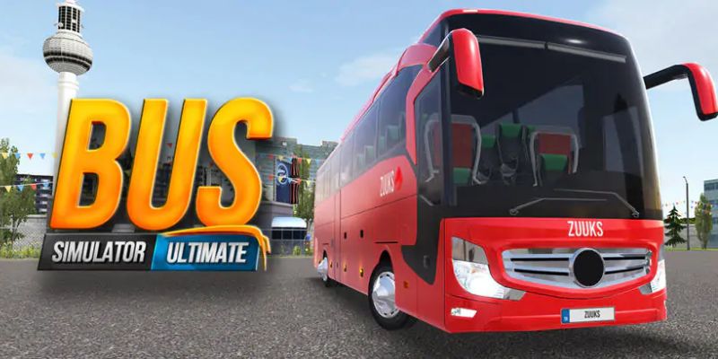 Bus Simulator Ultimate với giao diện quản lý công ty xe bus, tiền và tính năng vô hạn