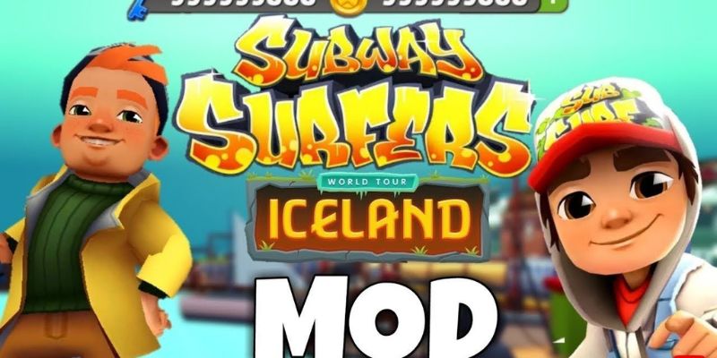 Giao diện Subway Surfers Mod APK với menu mở khóa và tiền vô hạn