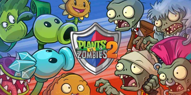 Giao diện game Plants vs Zombies 2 với tiền và mặt trời vô hạn, full cây.